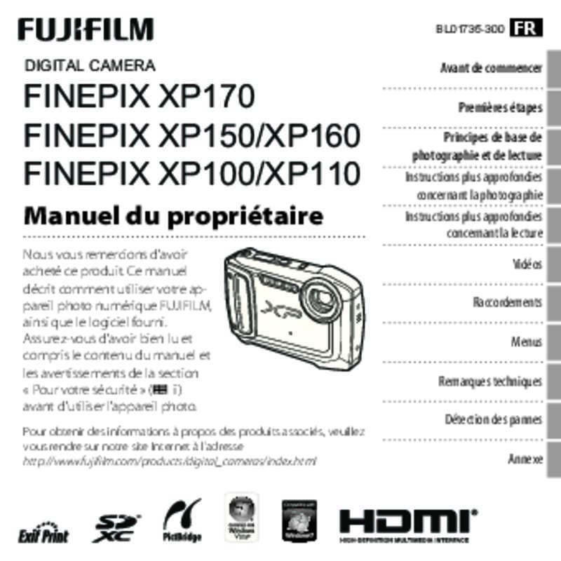 Guide utilisation FUJIFILM FINEPIX XP170  de la marque FUJIFILM