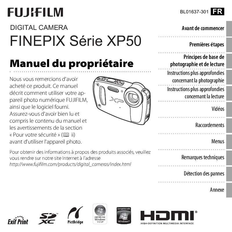 Guide utilisation FUJIFILM FINEPIX XP50  de la marque FUJIFILM