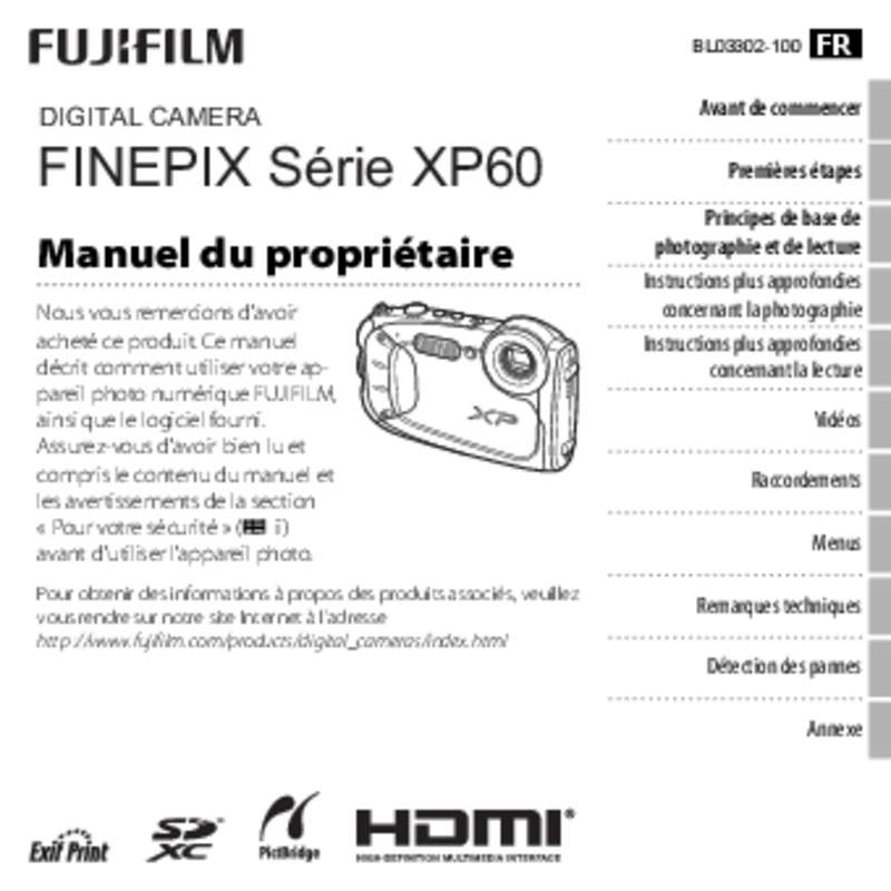 Guide utilisation FUJIFILM FINEPIX XP60  de la marque FUJIFILM