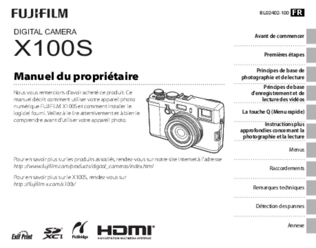 Guide utilisation FUJIFILM PREMIUM X100S  de la marque FUJIFILM