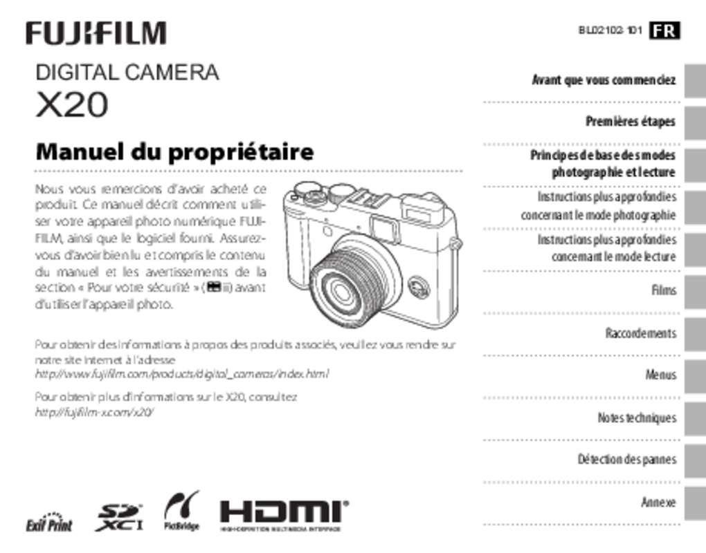Guide utilisation FUJIFILM PREMIUM X20  de la marque FUJIFILM