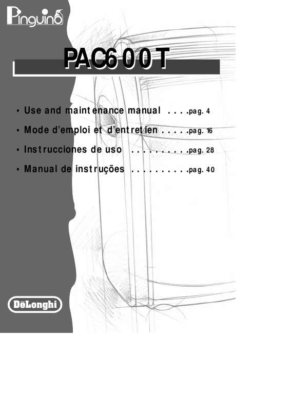 Guide utilisation  DELONGHI PAC600T  de la marque DELONGHI