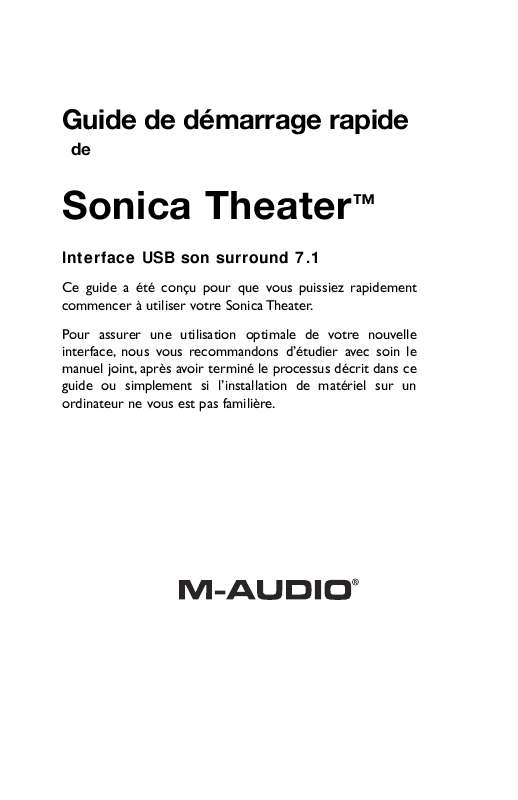 Guide utilisation M-AUDIO SONICA THEATER 7.1  de la marque M-AUDIO