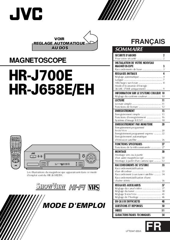 Guide utilisation  JVC HR-J658E  de la marque JVC