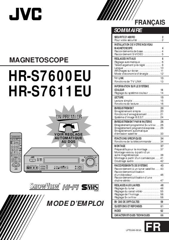 Guide utilisation  JVC HR-S7600EU  de la marque JVC