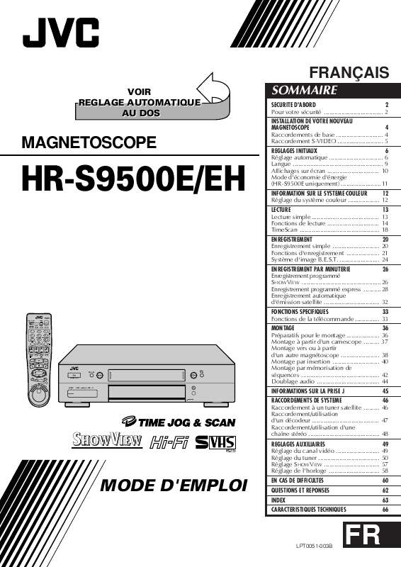 Guide utilisation  JVC HR-S9500E  de la marque JVC