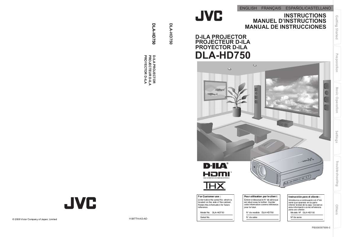 Guide utilisation JVC DLA-HD750  de la marque JVC