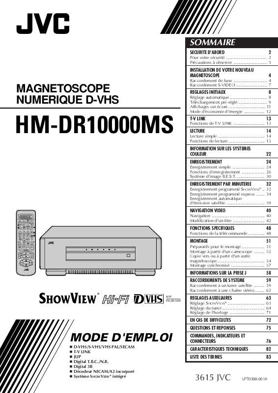 Guide utilisation  JVC HM-DR10000MS  de la marque JVC