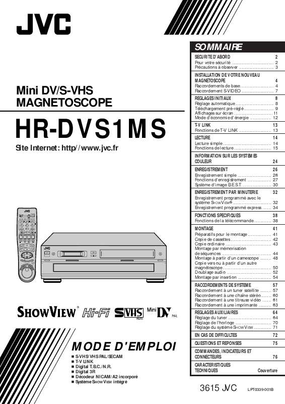 Guide utilisation  JVC HR-DVS1MS  de la marque JVC