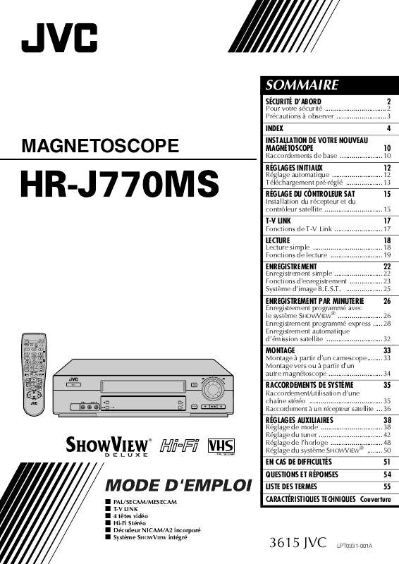 Guide utilisation  JVC HR-J770MS  de la marque JVC