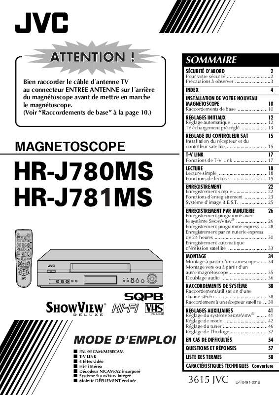 Guide utilisation  JVC HR-J781MS  de la marque JVC