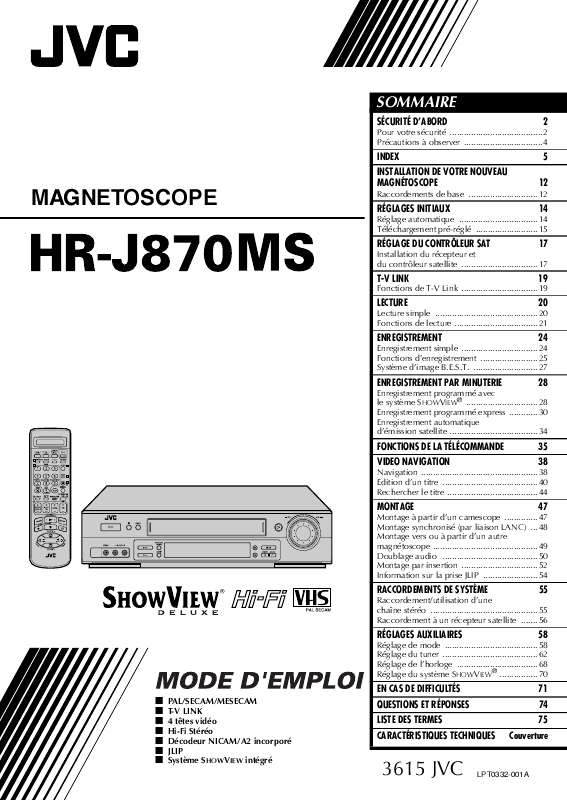 Guide utilisation  JVC HR-J870MS  de la marque JVC