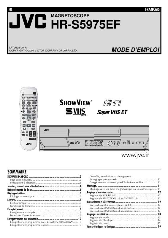 Guide utilisation  JVC HR-S5975EF  de la marque JVC