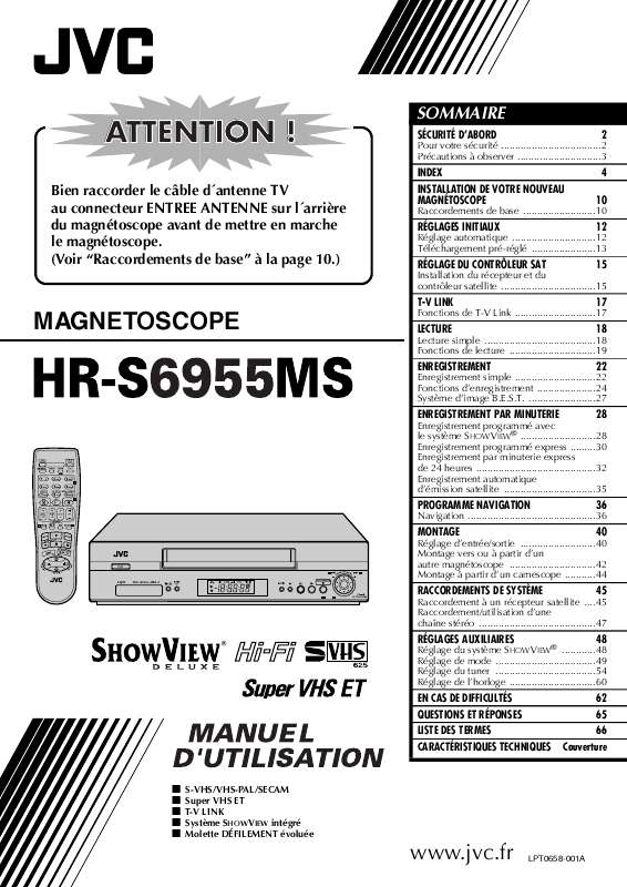 Guide utilisation  JVC HR-S6955MS  de la marque JVC