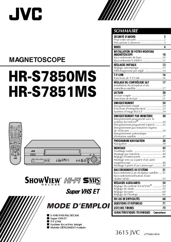 Guide utilisation  JVC HR-S7850MS  de la marque JVC