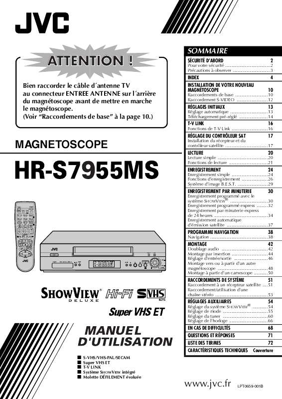 Guide utilisation  JVC HR-S7955MS  de la marque JVC