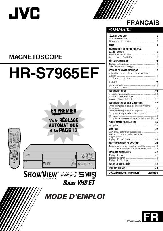 Guide utilisation  JVC HR-S7965EF  de la marque JVC
