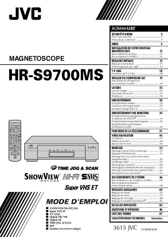 Guide utilisation  JVC HR-S9700MS  de la marque JVC