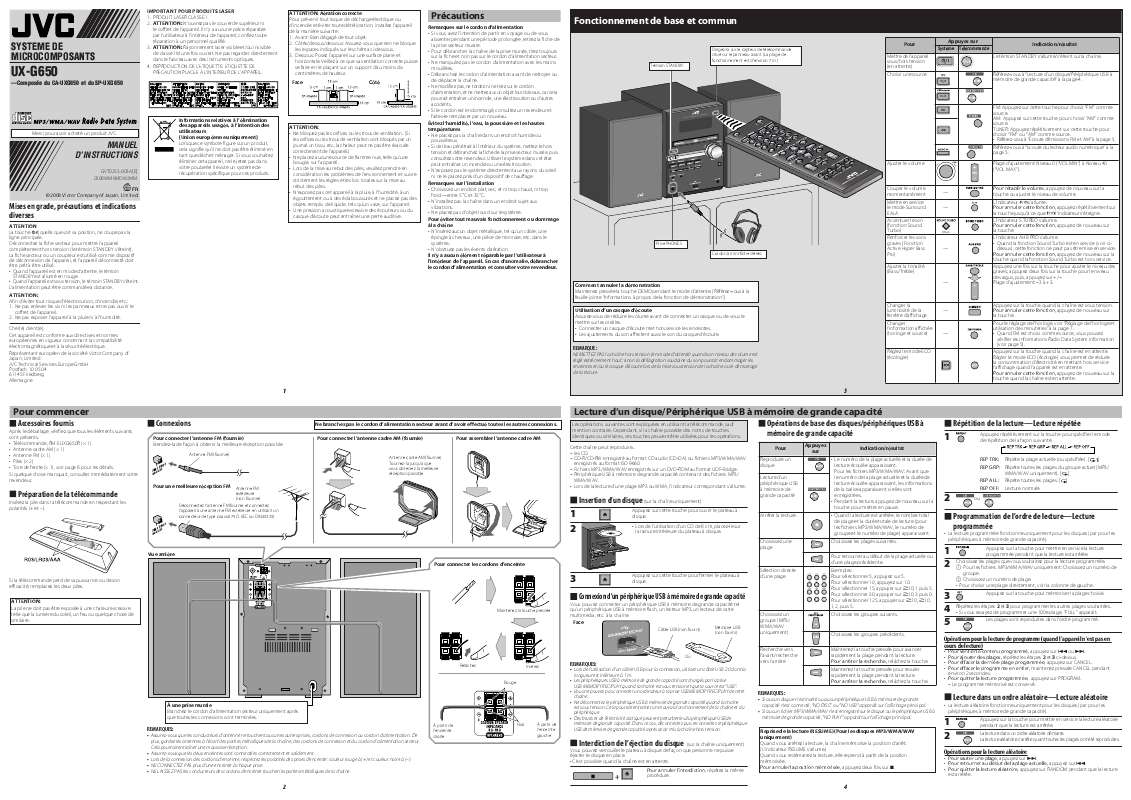Guide utilisation  JVC UX-G650E  de la marque JVC