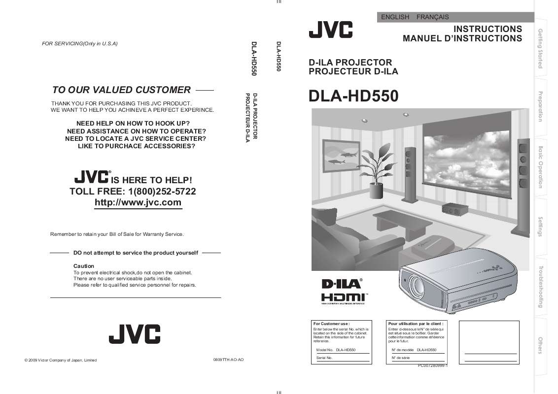 Guide utilisation JVC DLA-HD550  de la marque JVC