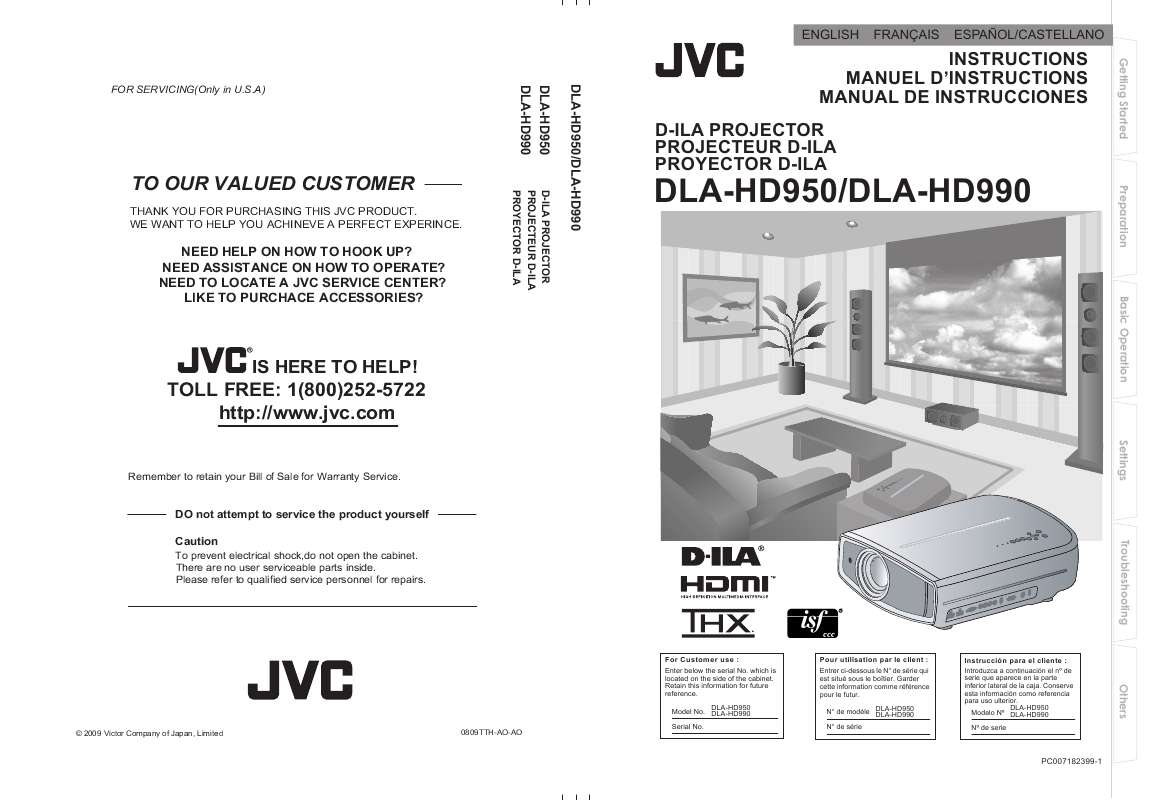 Guide utilisation JVC DLA-HD950  de la marque JVC