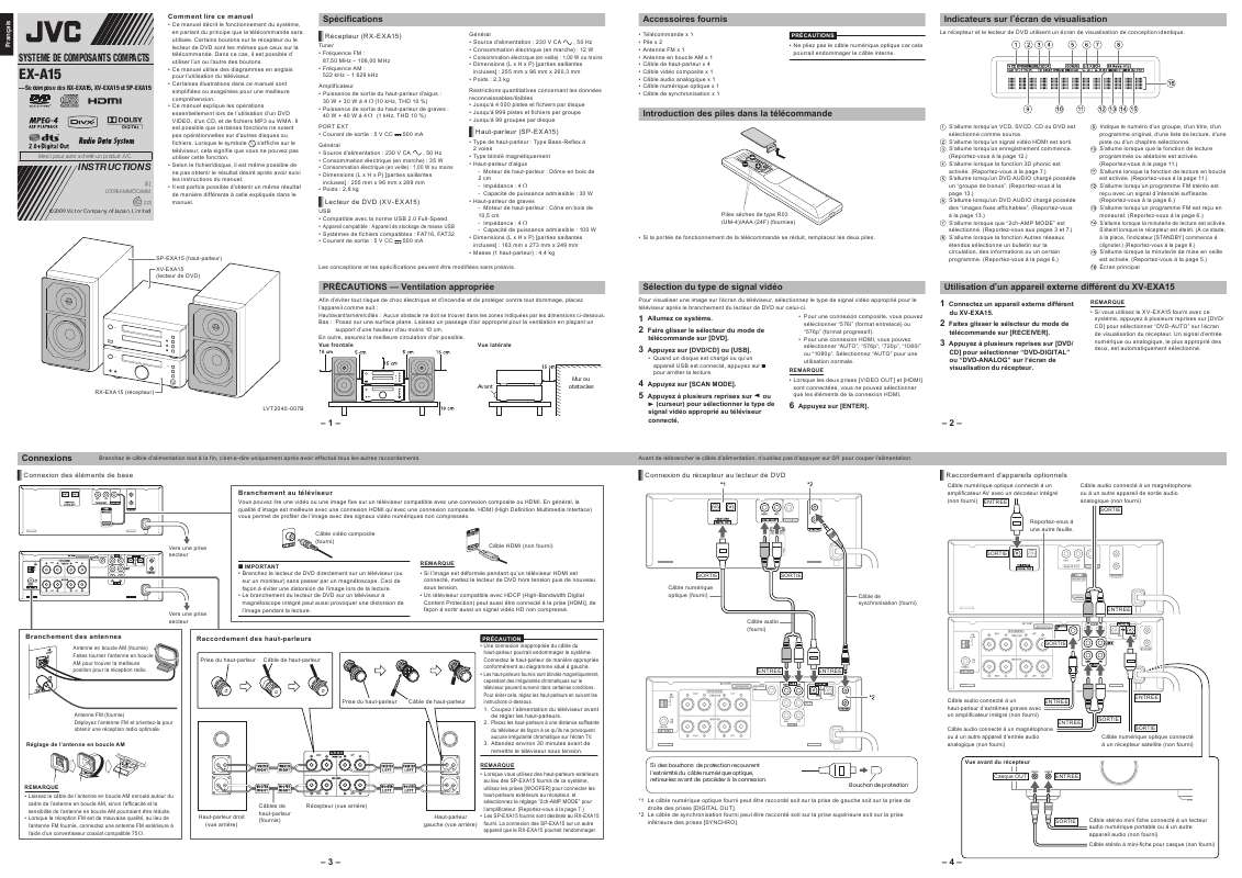 Guide utilisation  JVC EXA15 PAGE 1-8  de la marque JVC