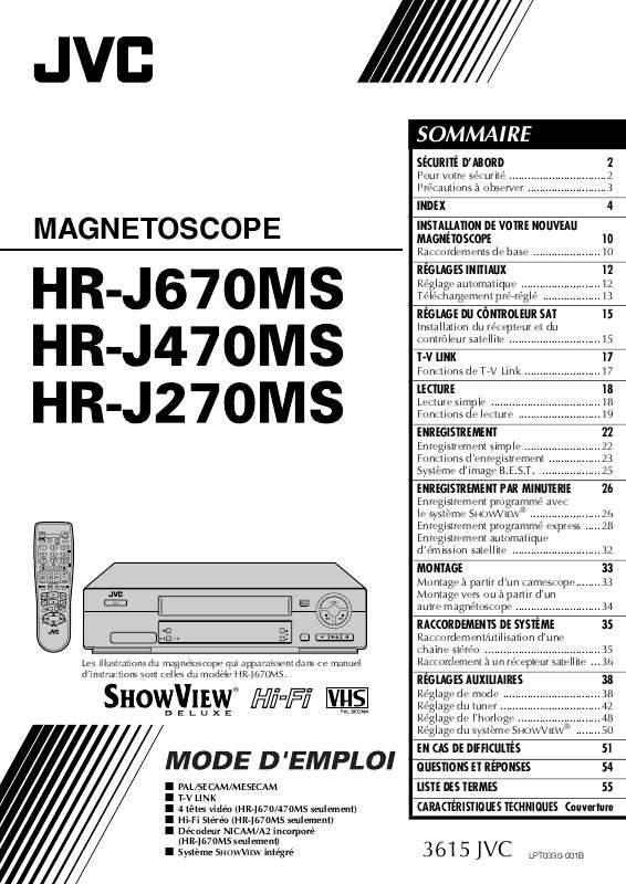 Guide utilisation  JVC HR-J270MS  de la marque JVC