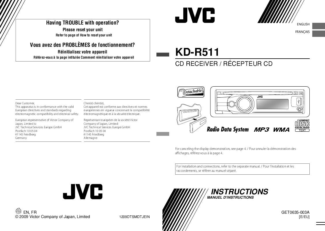 Guide utilisation JVC KD-R511  de la marque JVC