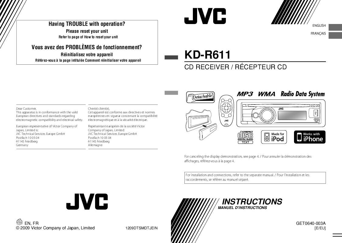 Guide utilisation JVC KD-R611  de la marque JVC