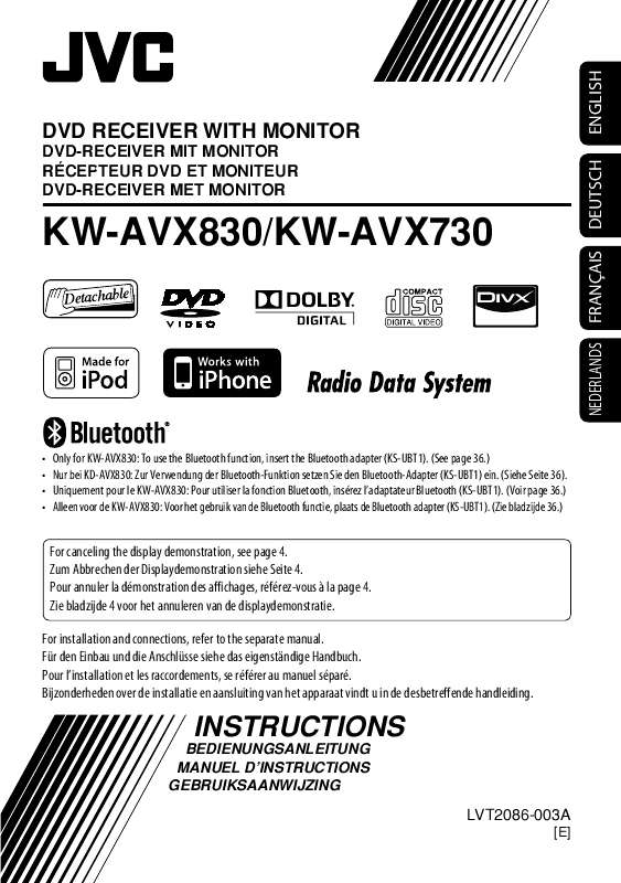 Guide utilisation JVC KW-AVX830E  de la marque JVC