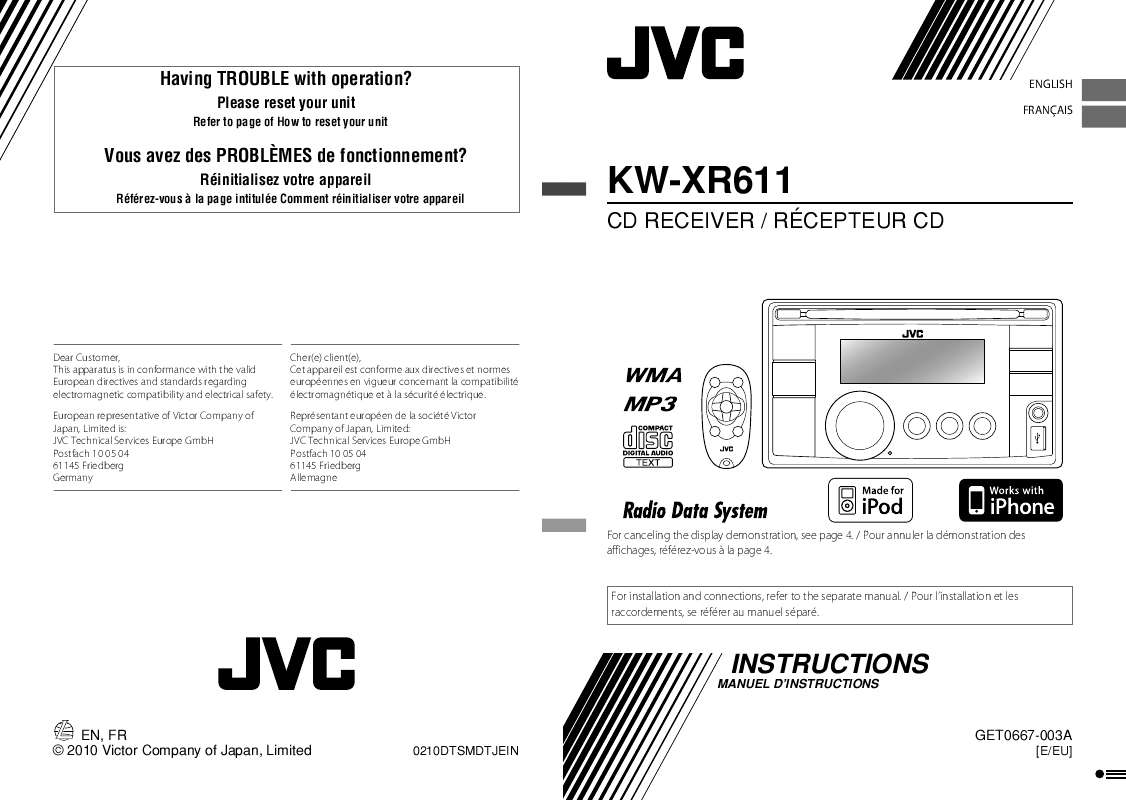 Guide utilisation JVC KW-XR611E  de la marque JVC