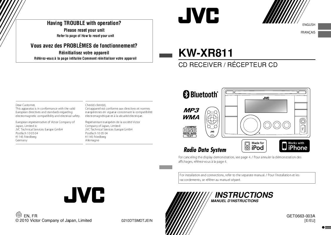 Guide utilisation JVC KW-XR811E  de la marque JVC