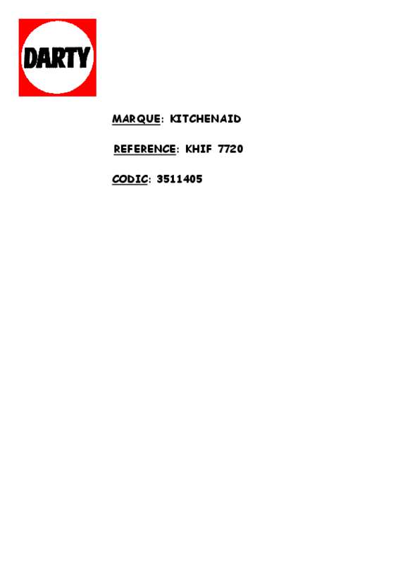 Guide utilisation KITCHENAID KHIF 7720 de la marque KITCHENAID