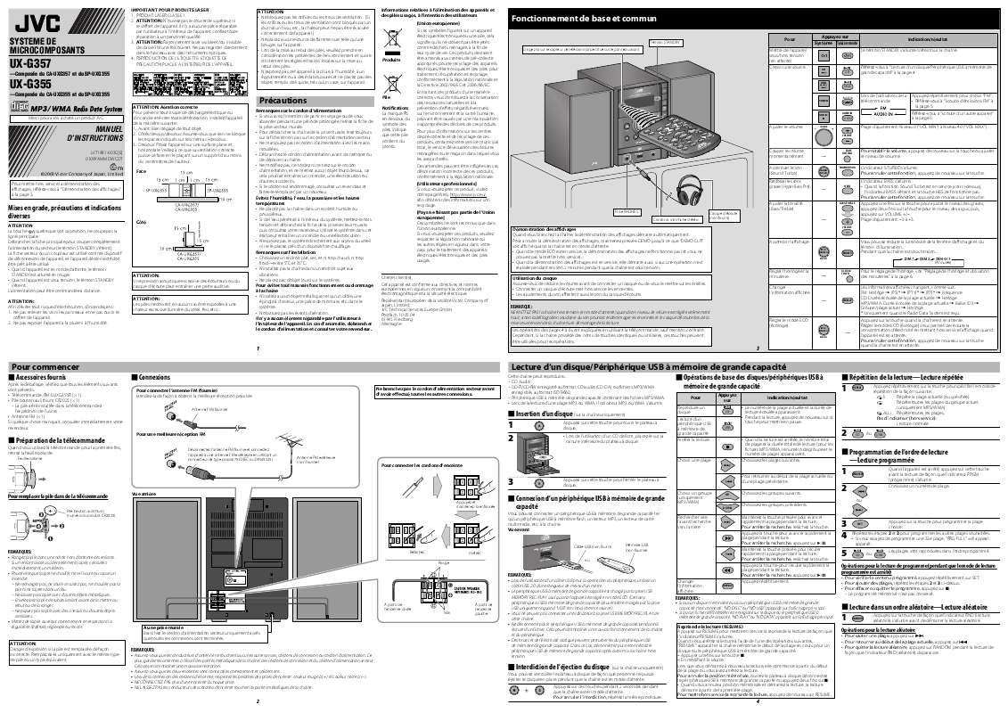 Guide utilisation  JVC UX-G355E  de la marque JVC