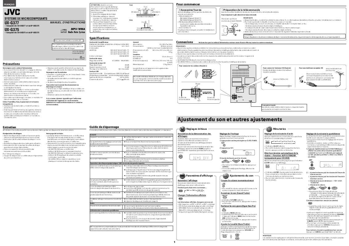 Guide utilisation  JVC UX-G375  de la marque JVC