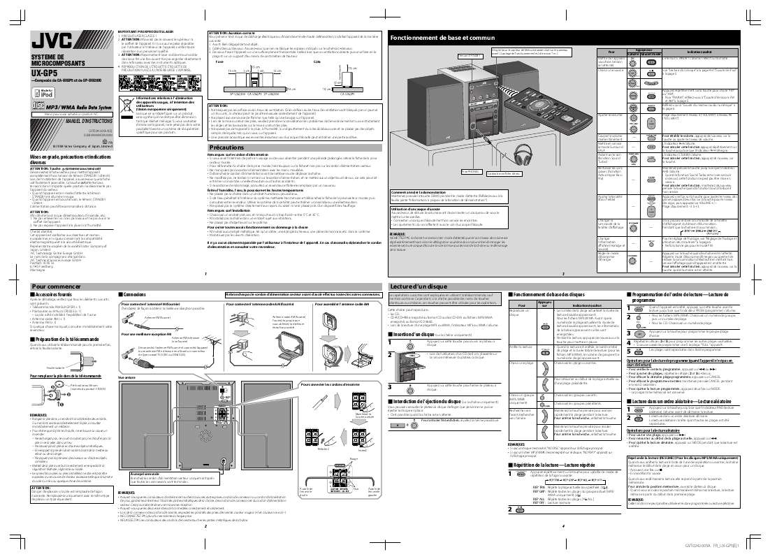 Guide utilisation  JVC UX-GP5E  de la marque JVC
