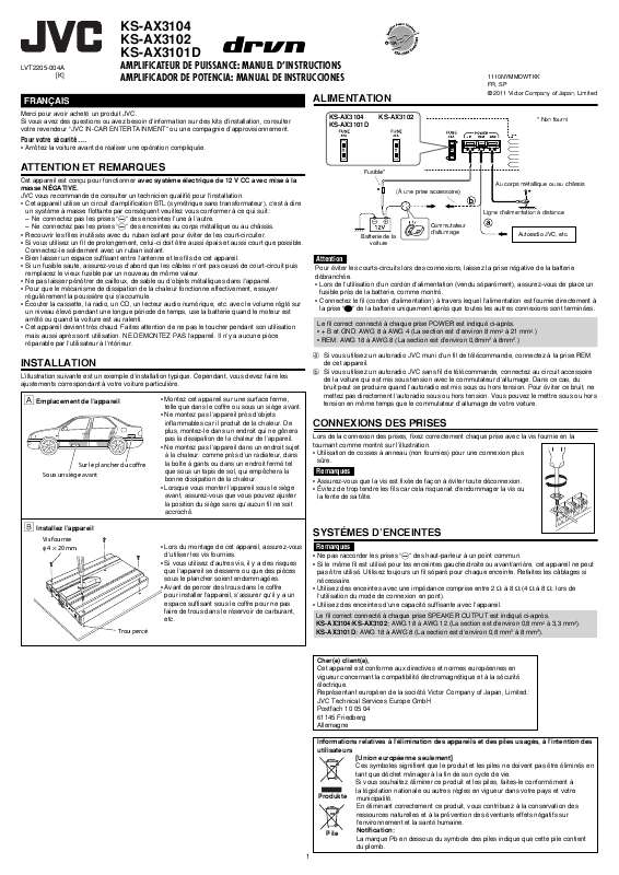 Guide utilisation  JVC KS-AX3101D  de la marque JVC