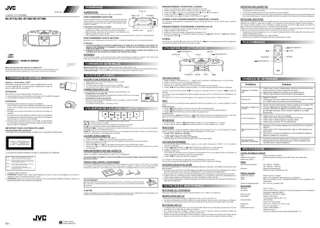 Guide utilisation  JVC RC-ST1RD  de la marque JVC