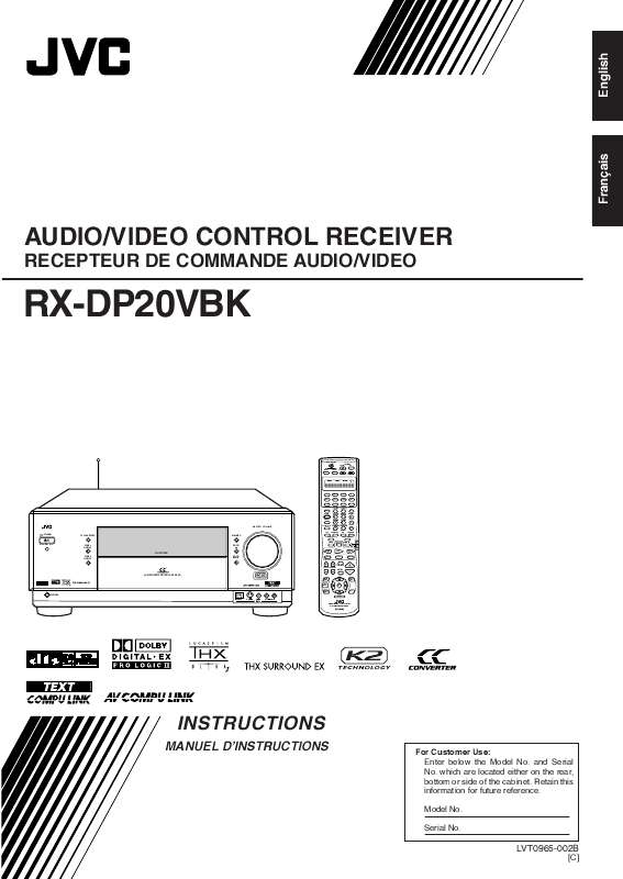 Guide utilisation  JVC RX-DP20VBK  de la marque JVC