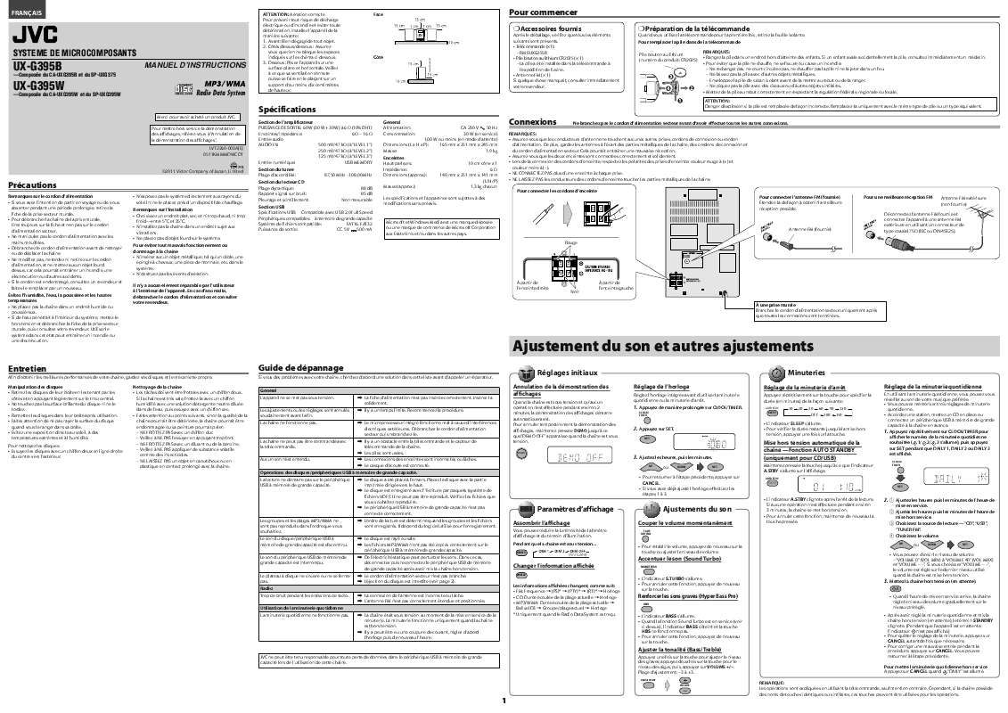Guide utilisation  JVC UX-G395B  de la marque JVC