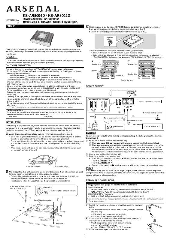 Guide utilisation  JVC KS-AR8004D  de la marque JVC