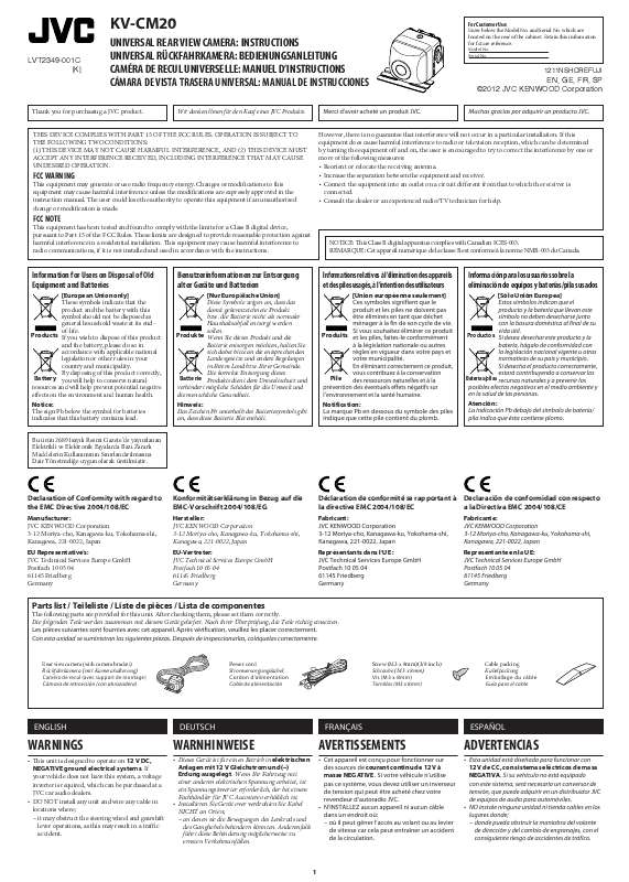 Guide utilisation  JVC KV-CM20  de la marque JVC