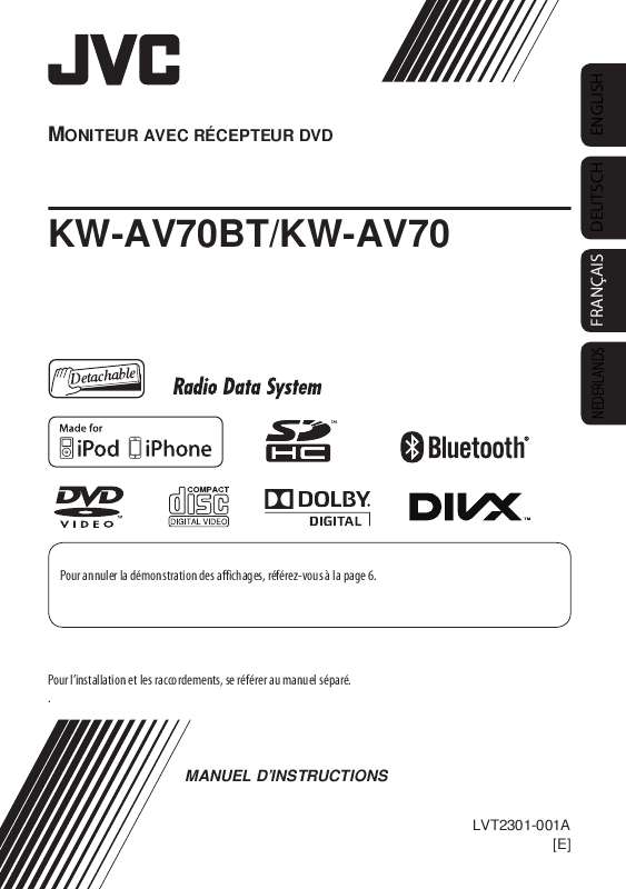 Guide utilisation JVC KW-AV70BT  de la marque JVC