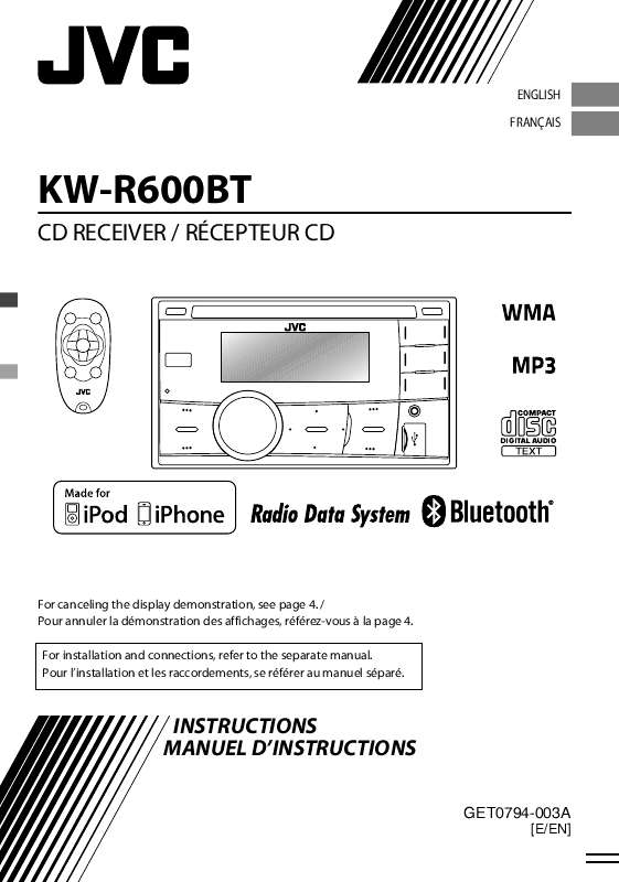 Guide utilisation JVC KW-R600BT  de la marque JVC