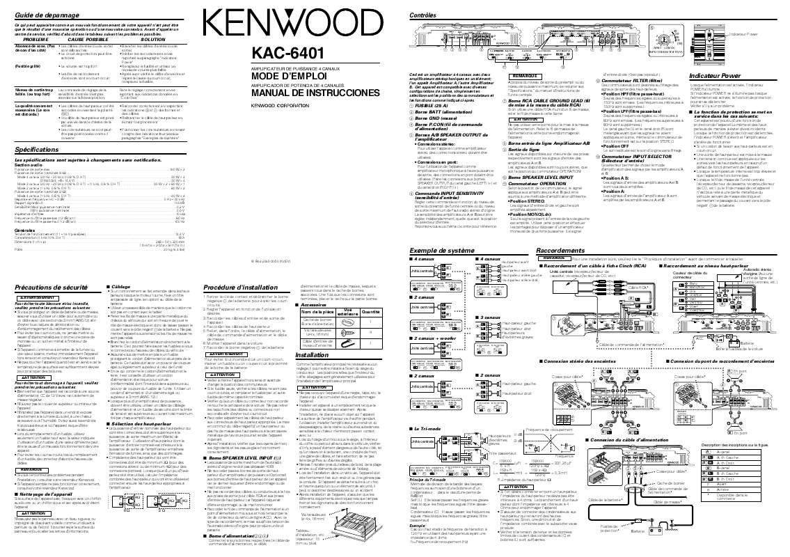 Guide utilisation KENWOOD KAC-6401  de la marque KENWOOD