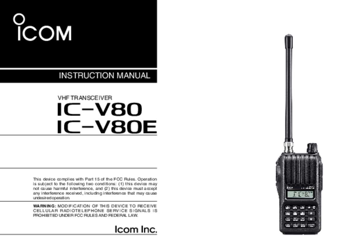 Guide utilisation ICOM IC V80  de la marque ICOM