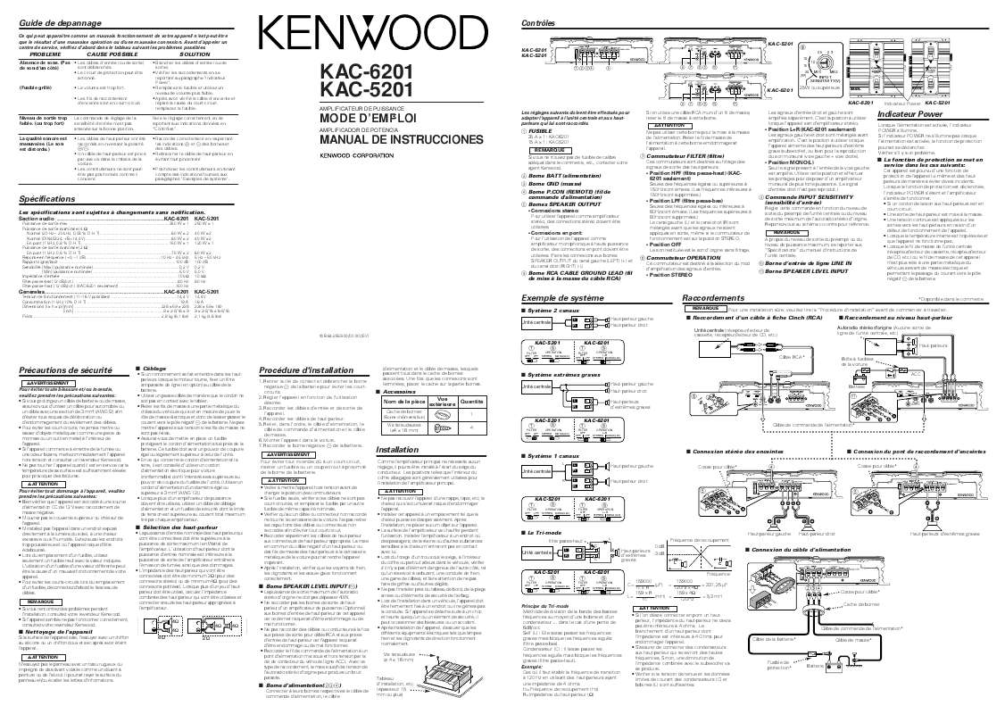 Guide utilisation KENWOOD KAC-6201  de la marque KENWOOD