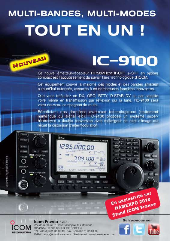 Guide utilisation ICOM IC-9100  de la marque ICOM