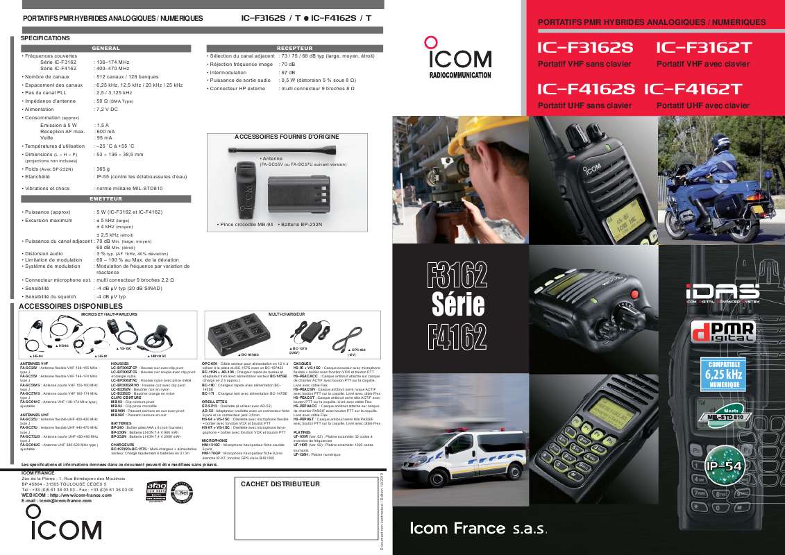 Guide utilisation ICOM IC-F4161S  de la marque ICOM