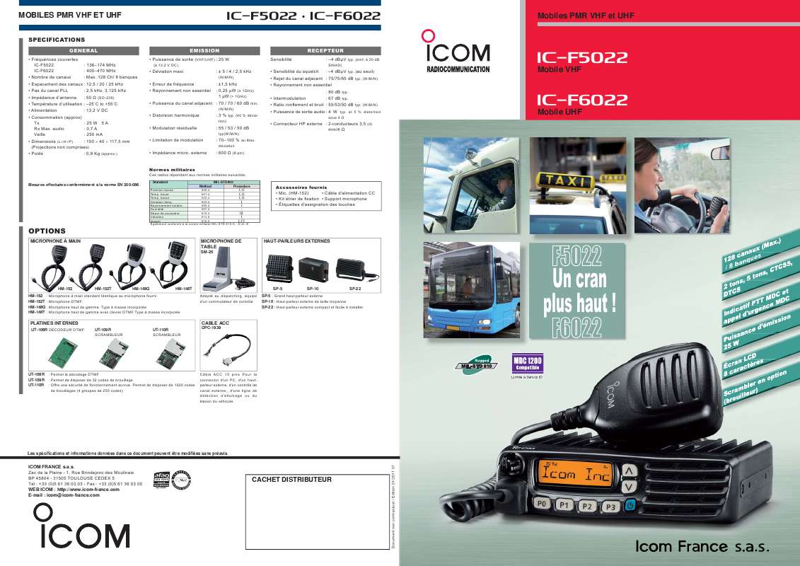 Guide utilisation ICOM IC-F5022  de la marque ICOM